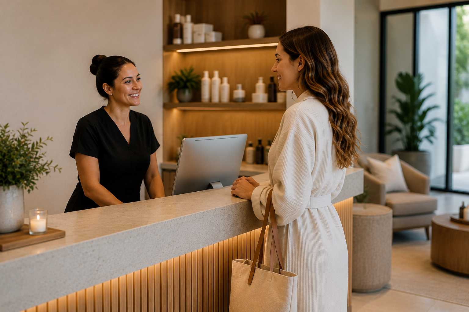 Spa client booking appointment